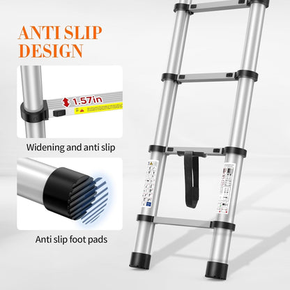 Telescopic Ladder Extension 10.5FT 330lb Aluminium Anti Slip Foldable 11 Step