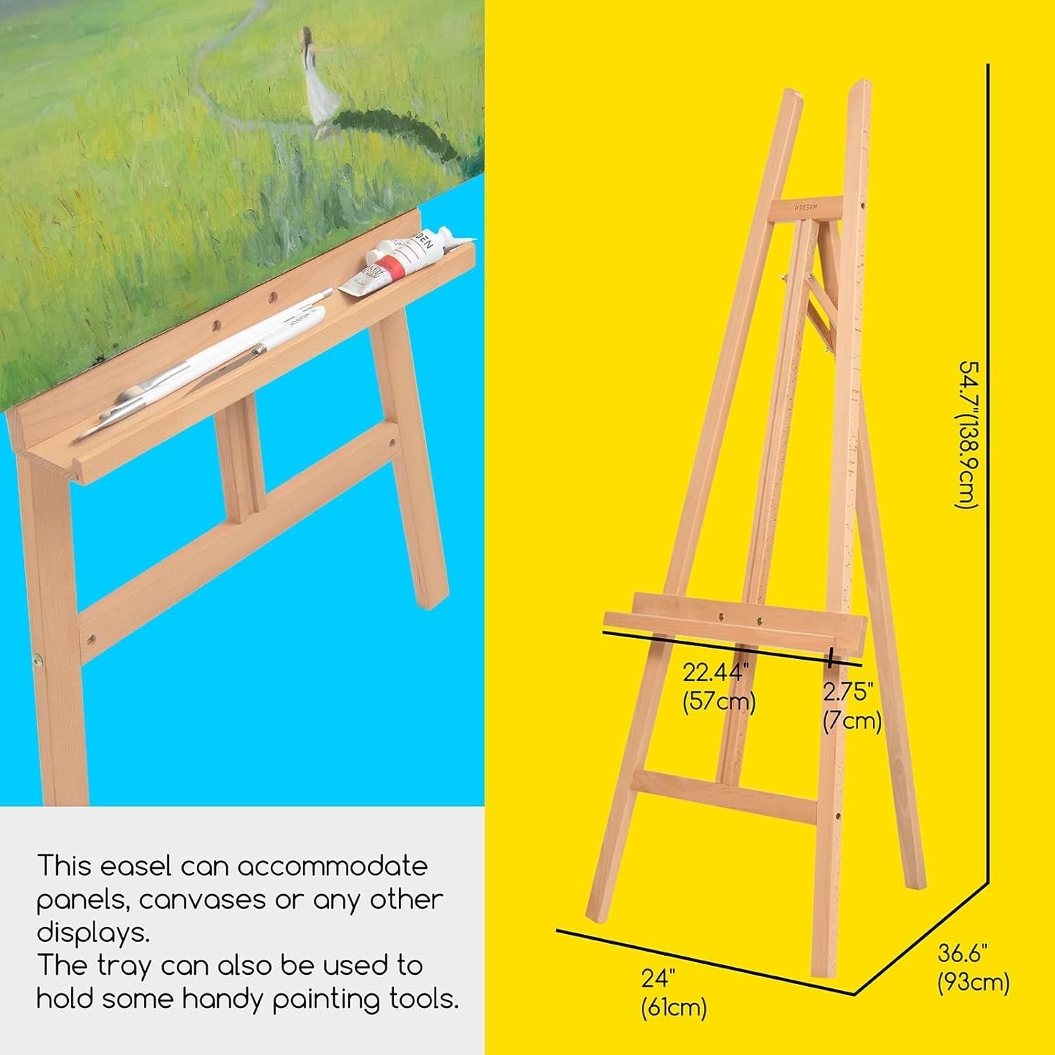 MEEDEN Wooden A-Frame Easel Floor Display Easel Stand Beech Wood