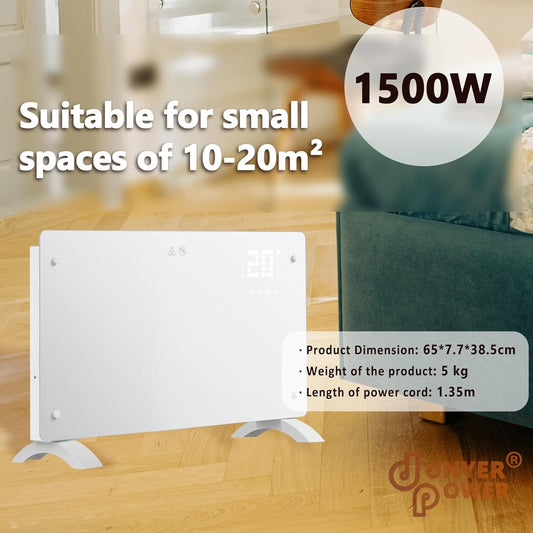 DONYER POWER 1500W Convector Heater Glass Front Ultra Thin