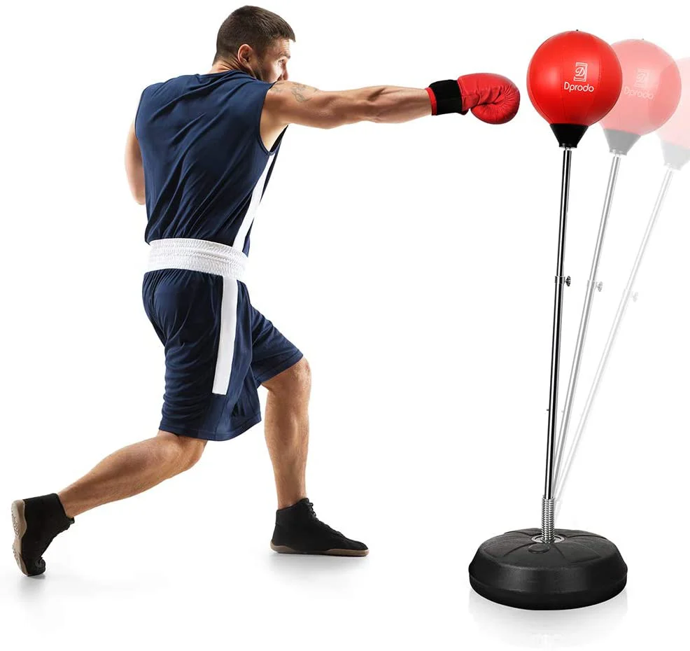 Freestanding Punching Bag w/ Stand Adjustable Boxing Set Gloves Adults Kids