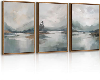 Abstract Mountain Landscape Painting 3 Panel Wall Art 40x60cm Canvas Print Home