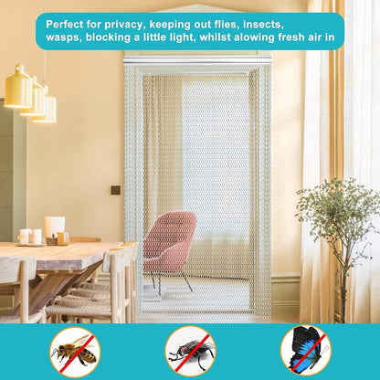 Door Fly Screen Chain Curtain Aluminium 90x210cm Silver Metal Insect Blind