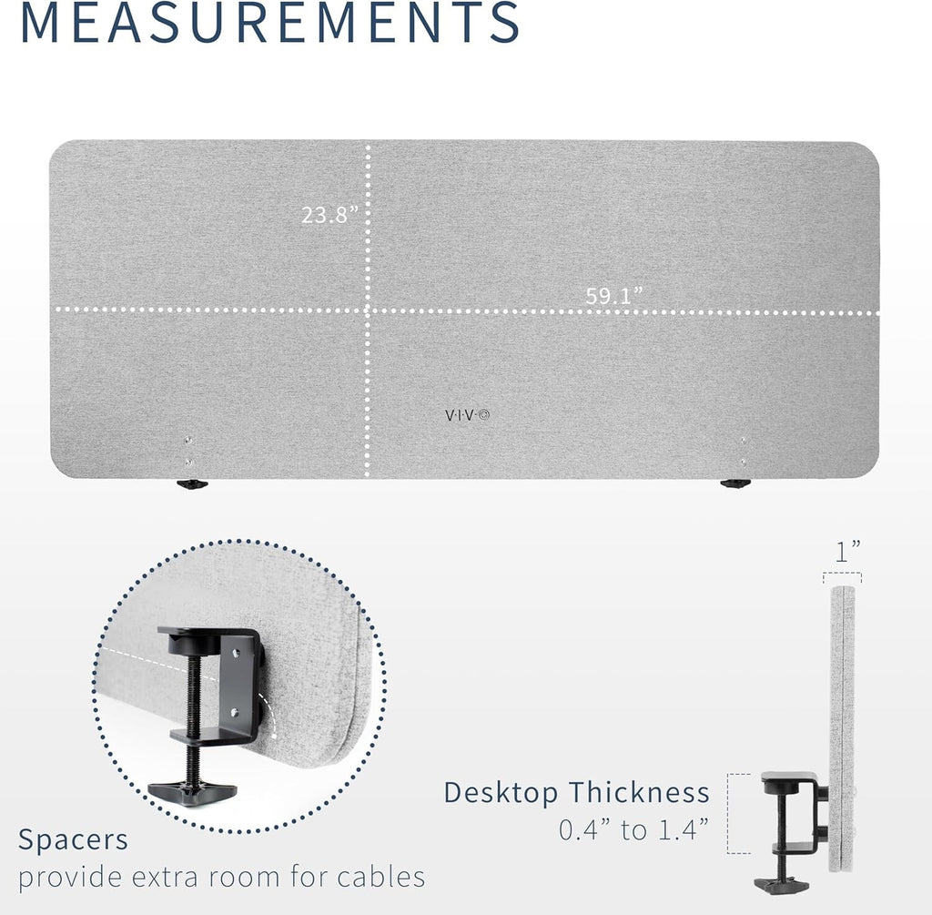 VIVO Clamp-on/Screw-on 60 x 24 inch Privacy Panel Grey