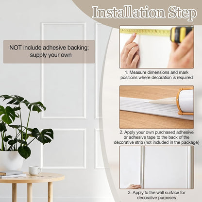 Wall Panelling Panels Wainscoting Peel Stick Moulding Kit 34Pcs Home Decor