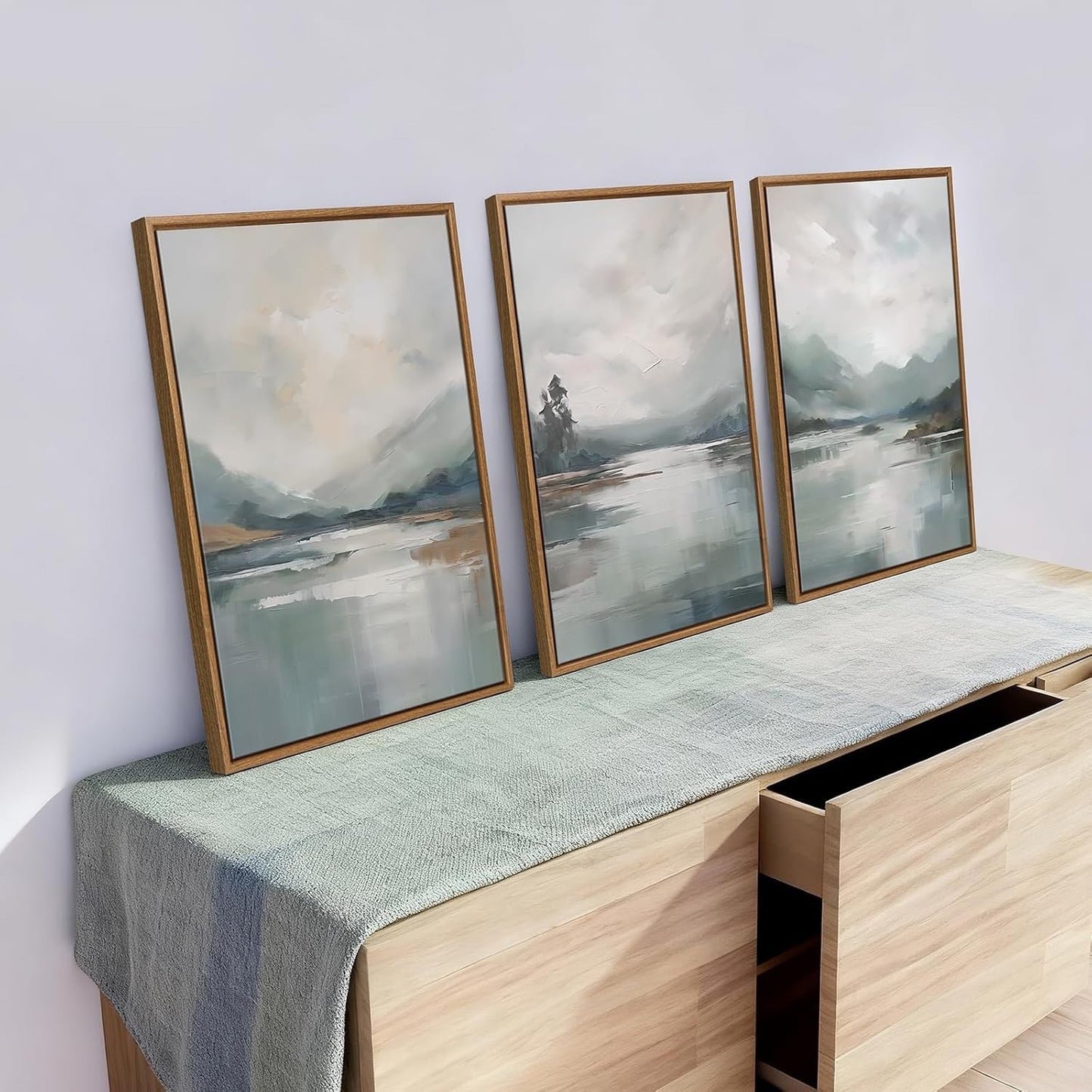 Abstract Mountain Landscape Painting 3 Panel Wall Art 40x60cm Canvas Print Home