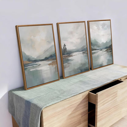 Abstract Mountain Landscape Painting 3 Panel Wall Art 40x60cm Canvas Print Home