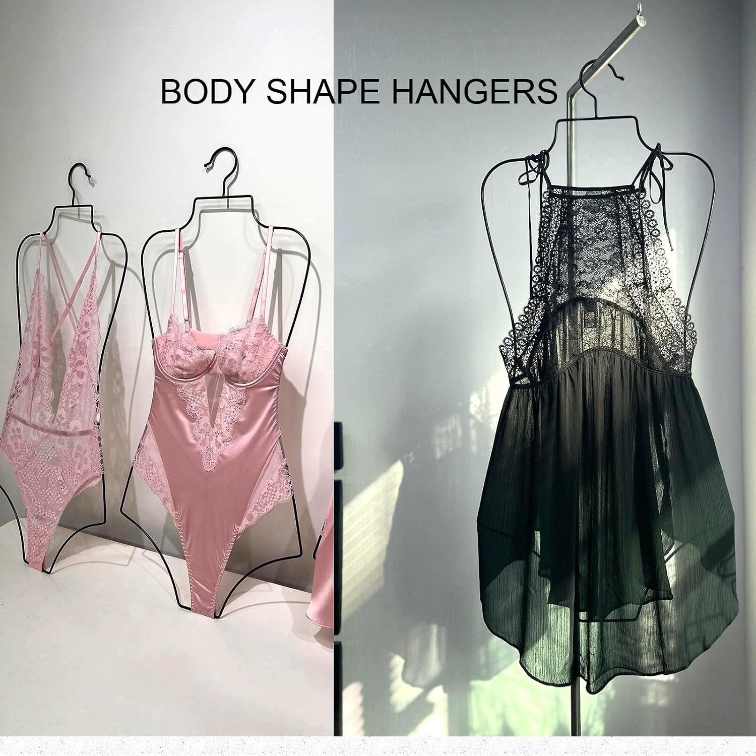 Lingerie Hangers 10 Pack Metal Wire Body Shape Bikini Swimsuit Display Black