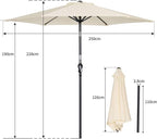 250cm Aluminium Garden Parasol Crank Tilt UV50+ Patio Outdoor Sun Umbrella