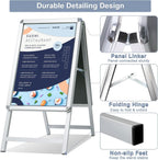 A2 Pavement Sign Frame Double Sided A-Board Poster Stand Silver Shop Display