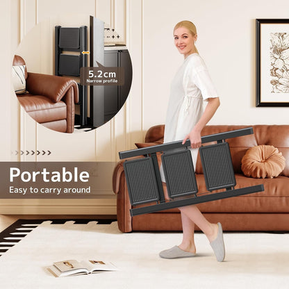 3 Step Folding Ladder Stool Adult Heavy Duty Widened Pedal Non-Slip Black