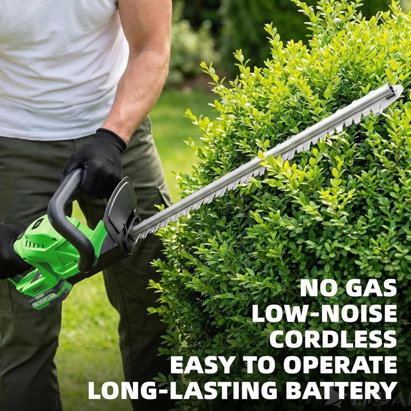 Cordless Hedge Trimmer Electric 20in 2 Batteries Charger Lightweight 180° Handle