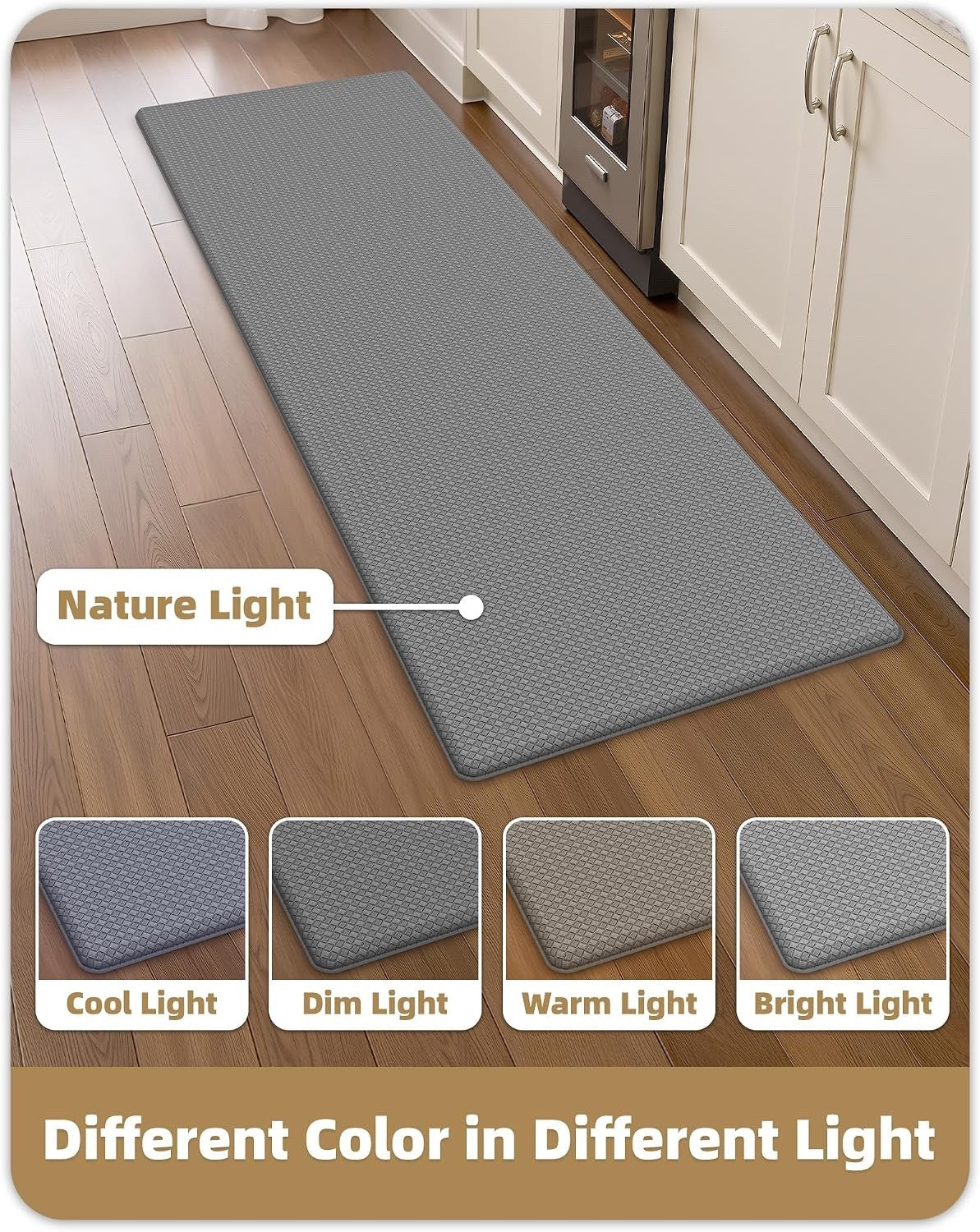 Kitchen Floor Mat Runner Anti Fatigue 60x180cm Grey Non Slip Waterproof PVC
