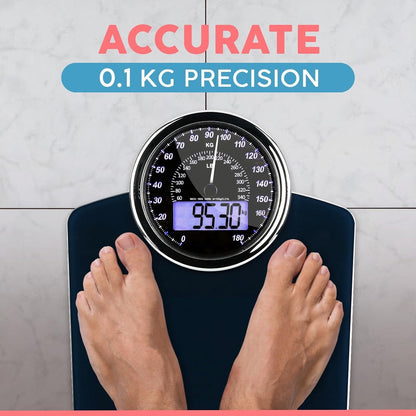 Bathroom Weighing Scales Digital Analogue 180kg Body Weight LCD Backlit Glass