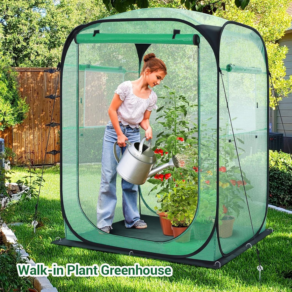 49x49x67in Pop Up Walk In Greenhouse Portable PE Cover Frost Protection