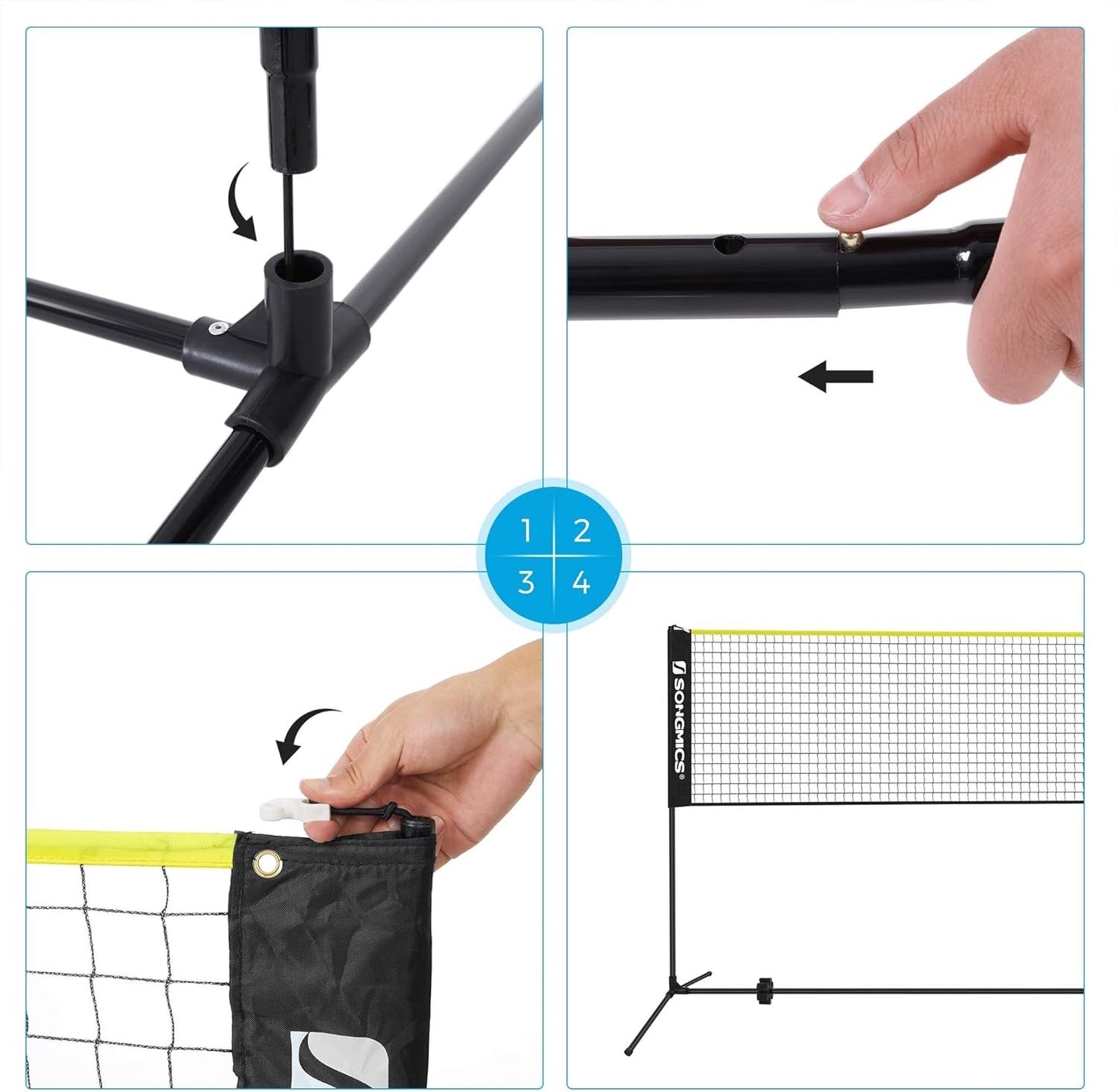 Badminton Volleyball Net Portable Adjustable Height Garden Beach Tennis Set
