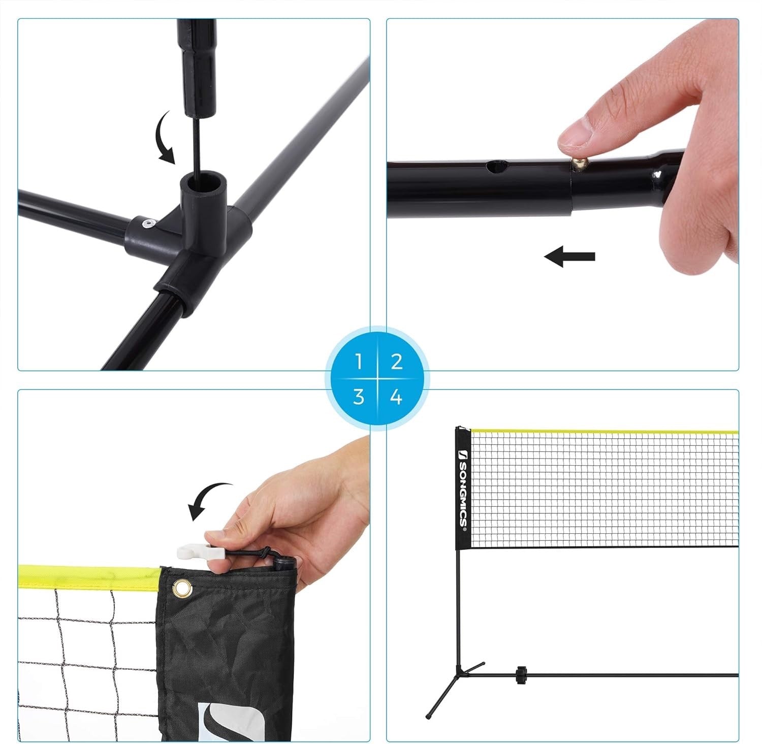 Badminton Volleyball Net Portable Adjustable Height Garden Beach Tennis Set