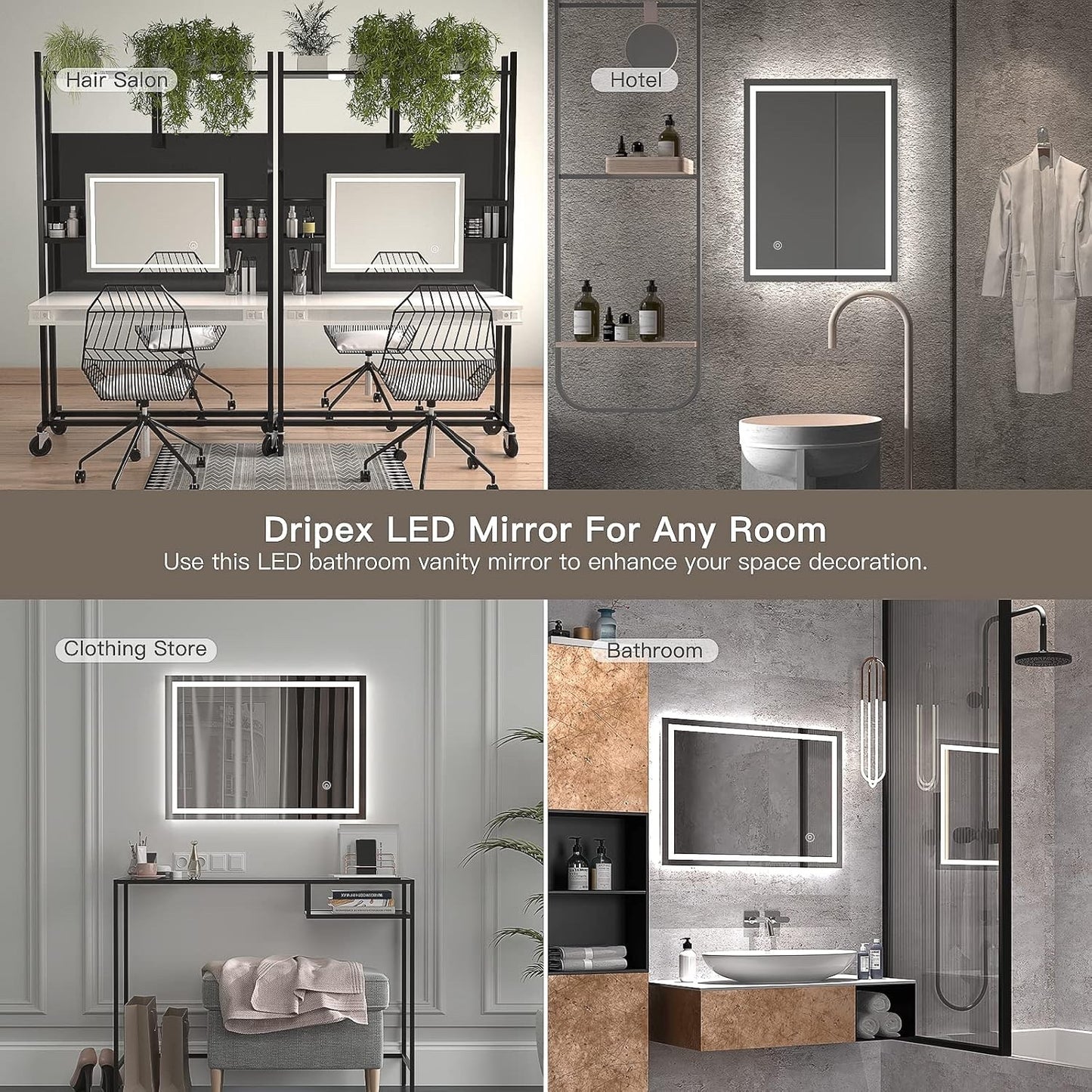 LED Bathroom Mirror 500x700mm Lighted Anti Fog Wall Mounted Vanity Touch