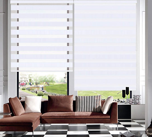 White Zebra Roller Blind 150x150cm Day Night Dual Layer Window Shade Blind