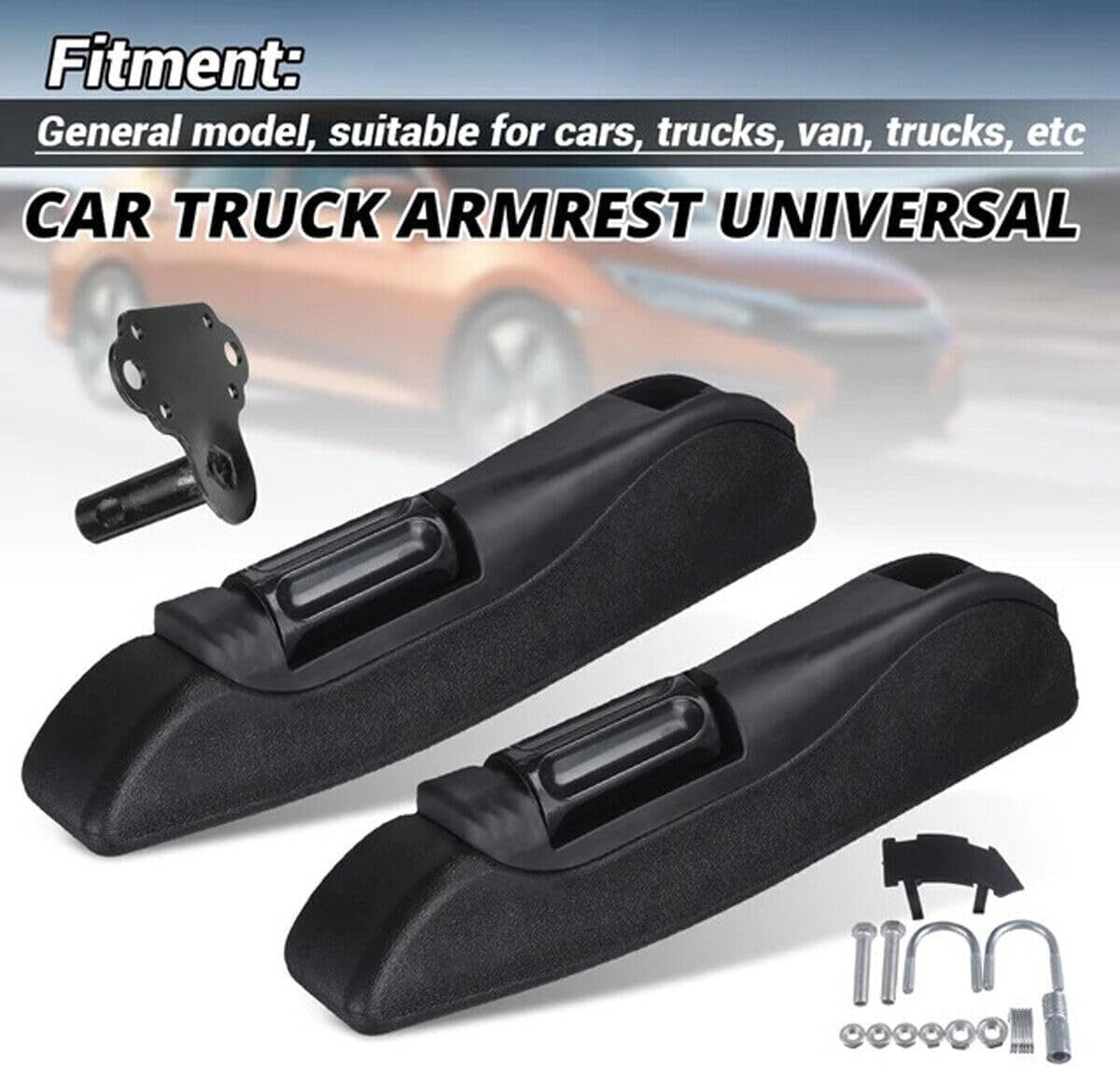 Universal Car Seat Armrest Adjustable 0-120° Left Right Black Interior