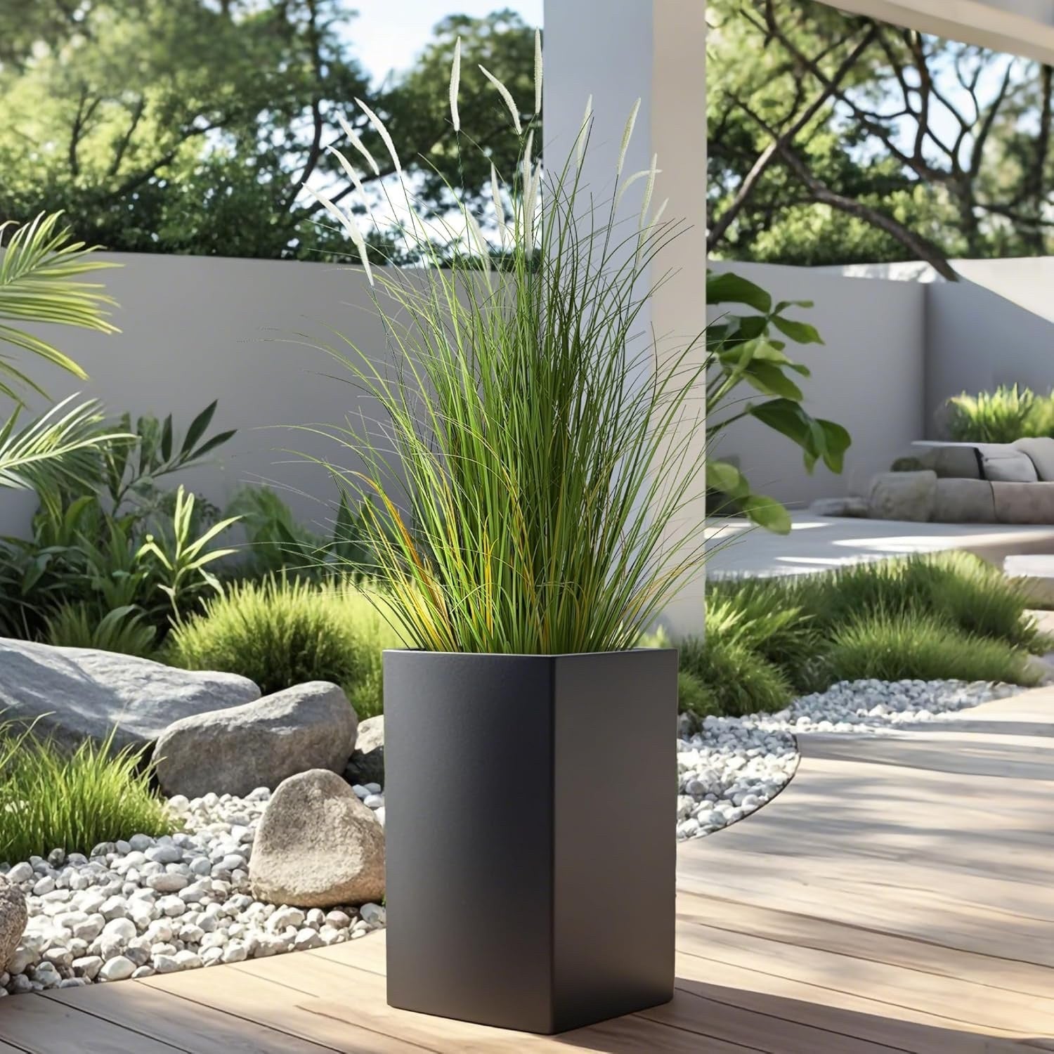 Artificial Reed Grass 3ft 2 Pack White Faux Cattail Potted Plants Decor Indoor
