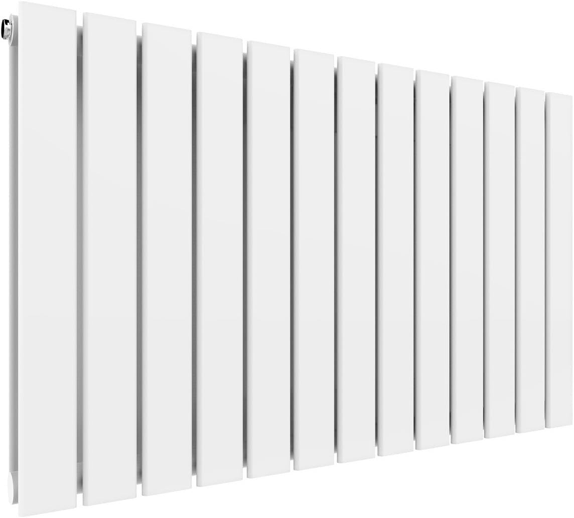 Double Panel Radiator 600x988mm White Horizontal Flat Wall Floor Mount Heater