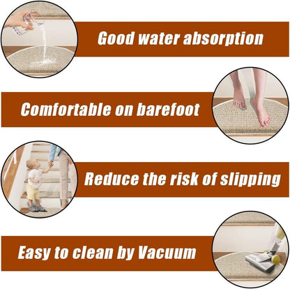 Carpet Stair Treads Non Slip 15 Pack 22x65cm Beige Bullnose Self Adhesive Mats