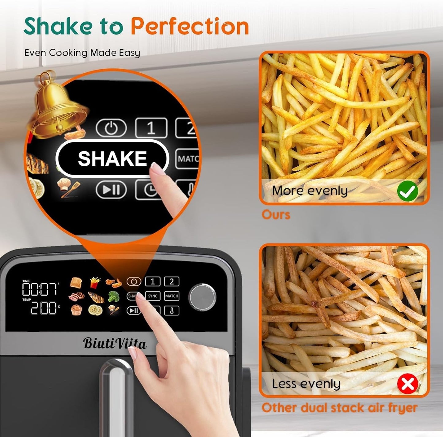 10L Dual Basket Air Fryer 2400W Double Drawer 9 in 1 Sync Match Family Size