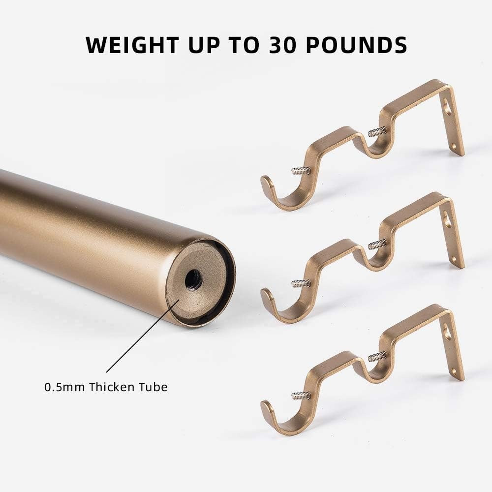 1 Inch Diameter Double Curtain Rod Set Double Curtain gold