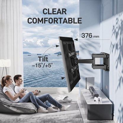 TV Wall Mount Bracket Full Motion 37-85in Swivel Tilt VESA 600x400 60kg Black