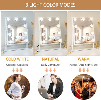 Vanity Mirror Hollywood Makeup LED 9 Bulbs 360 Rotation 10x Magnifier Touch