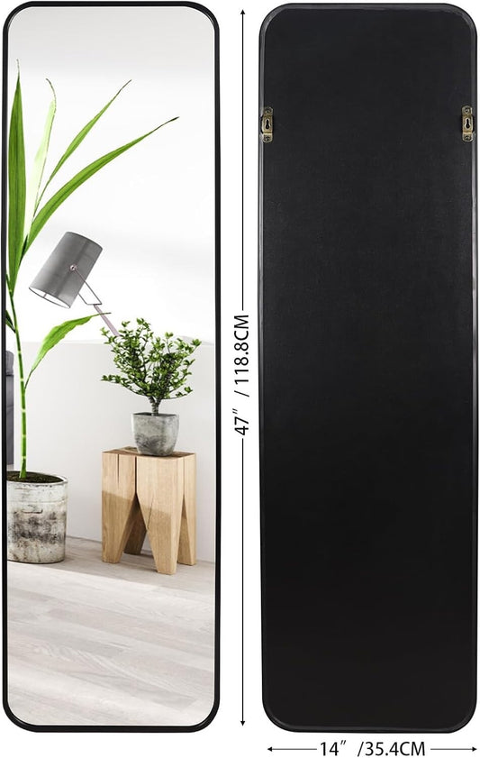 EXYGLO 120x35cm Inch Black Full Length Mirrors with Aluminium Alloy Frame
