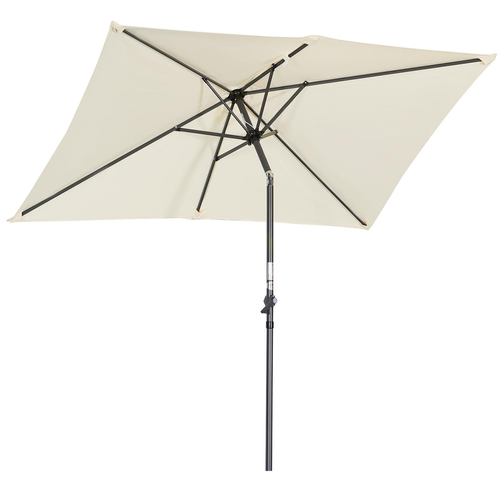 Garden Parasol Umbrella 210x140cm Crank Tilt Patio Sun Shade Cream