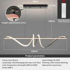 Mikeru 120cm Black Spiral LED Pendant Light Modern Dining Table Lighting Dimmabl