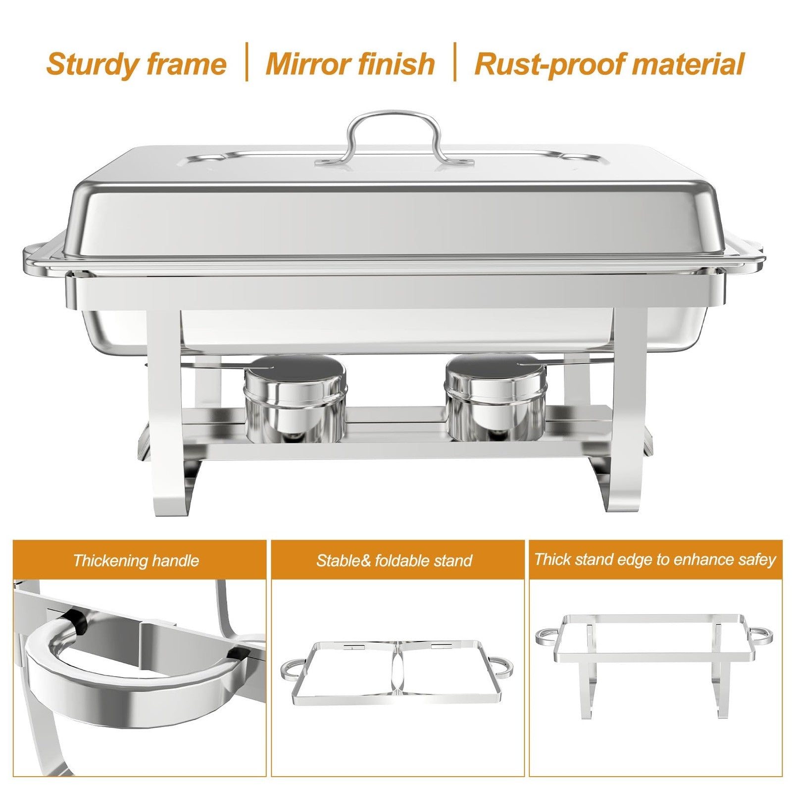 2x 9L Stainless Steel Chafing Dish Buffet Food Warmers Catering Set