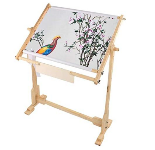 Cross Stitch Stand Adjustable Wood Floor Frame 360 Rotating Tapestry Holder