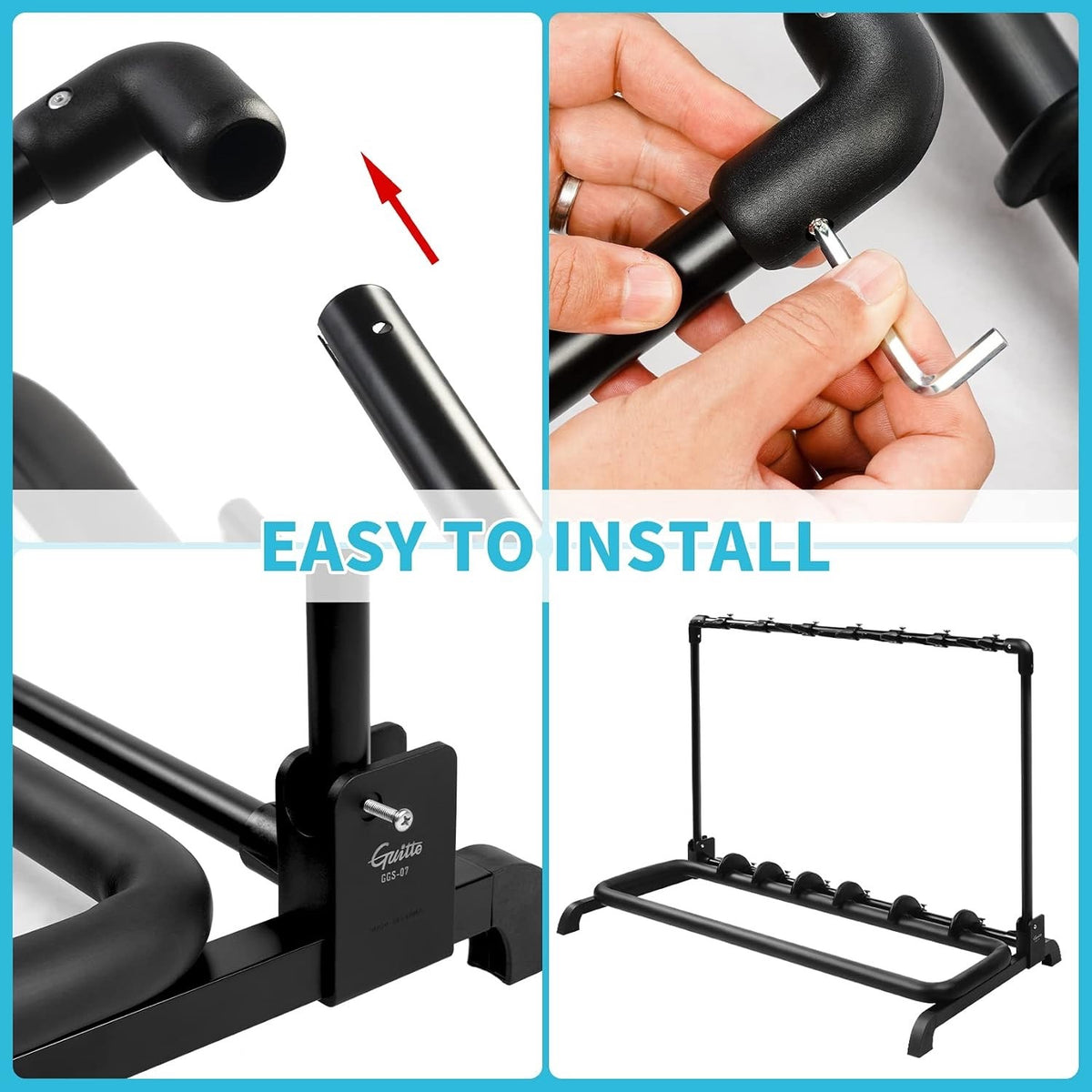 Multi Guitar Rack Stand 7 Holder Foldable Adjustable Acoustic Electric Bass