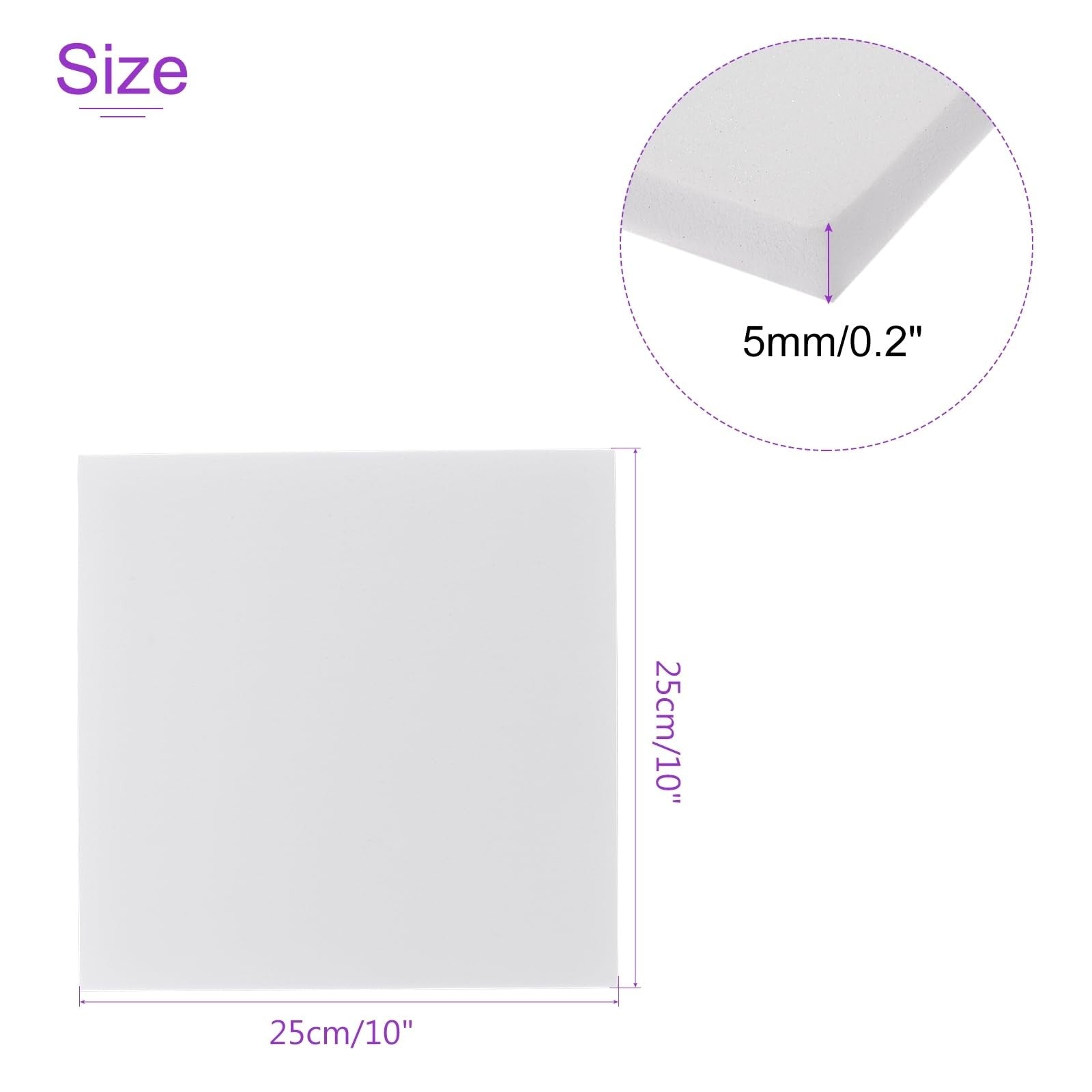 DMiotech 8 Pack 9.8 x 9.8 Inch 5mm Thick EVA Foam Sheets White