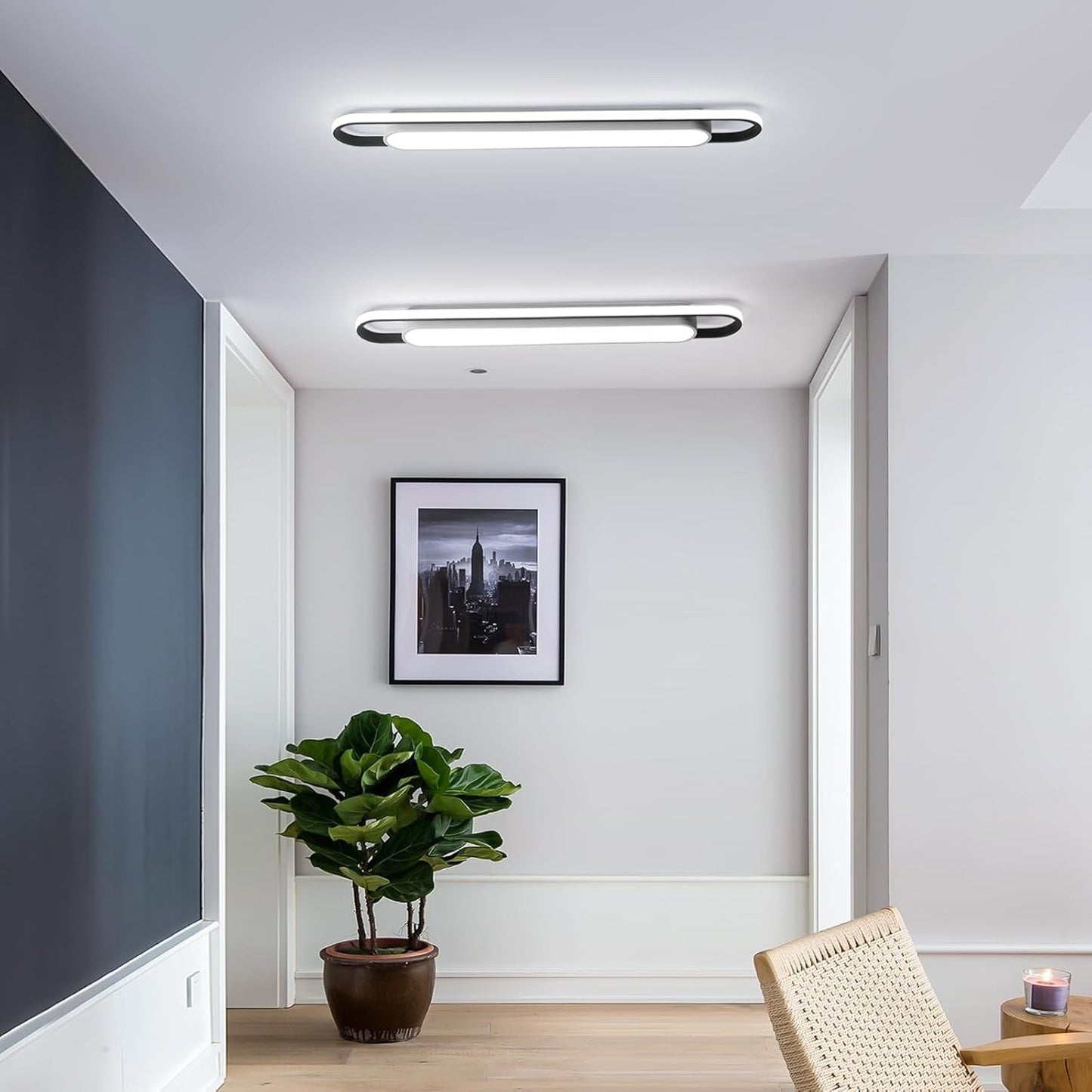 LED Ceiling Light Fixture 62W 6000K Linear Acrylic Metal Hallway Lamp 122cm UK