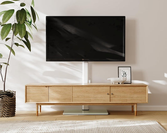 TV Floor Stand 32-60 Inch Swivel Height Adjustable VESA 600x400 White Base