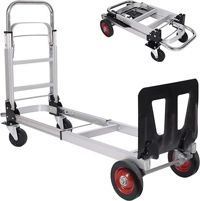 Folding Sack Truck Trolley 2 in 1 Heavy Duty 150kg Aluminium 4 Wheel Platform