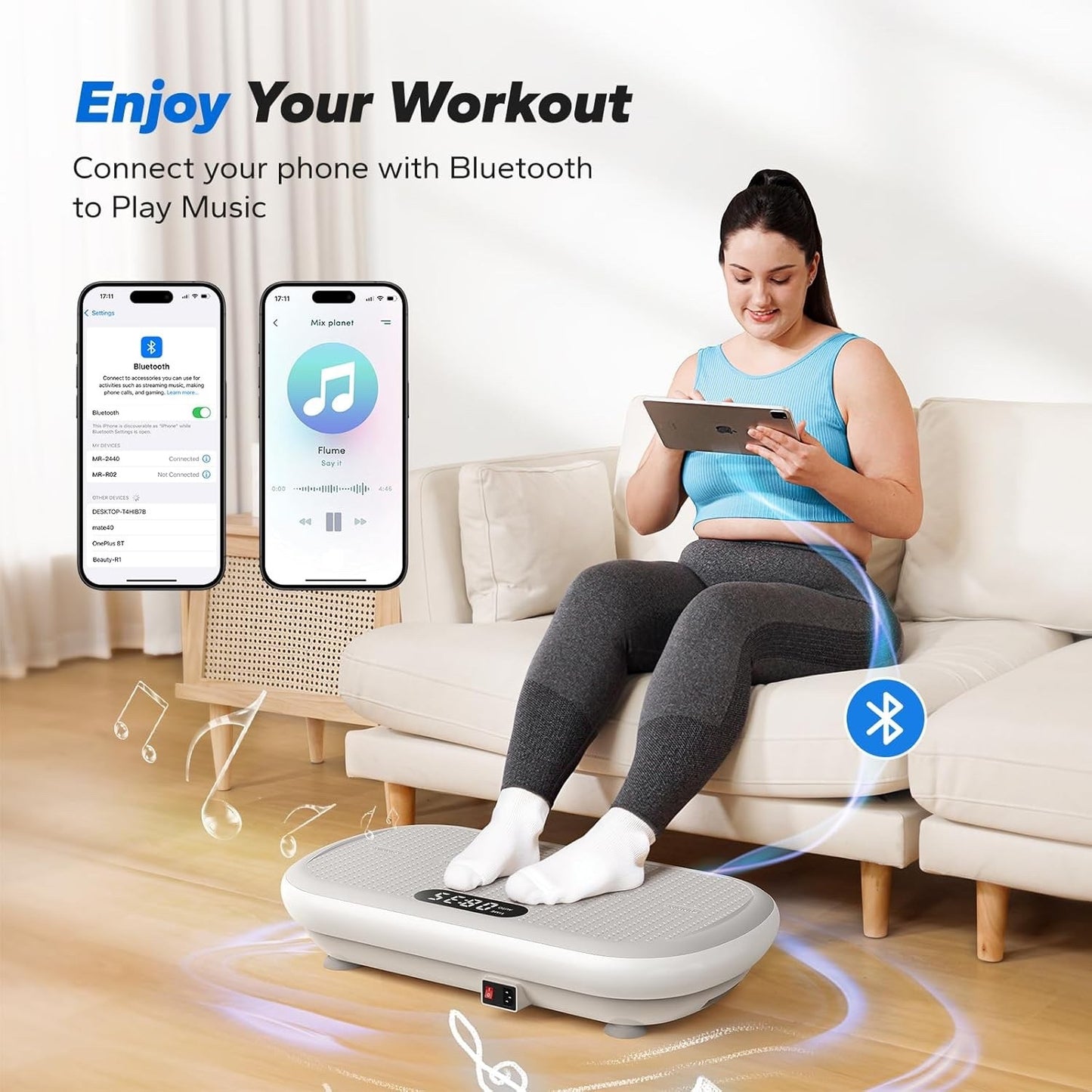 Merach 2440 Vibration Plate Exercise Machine 13mm Amplitude 200kg Bluetooth Grey