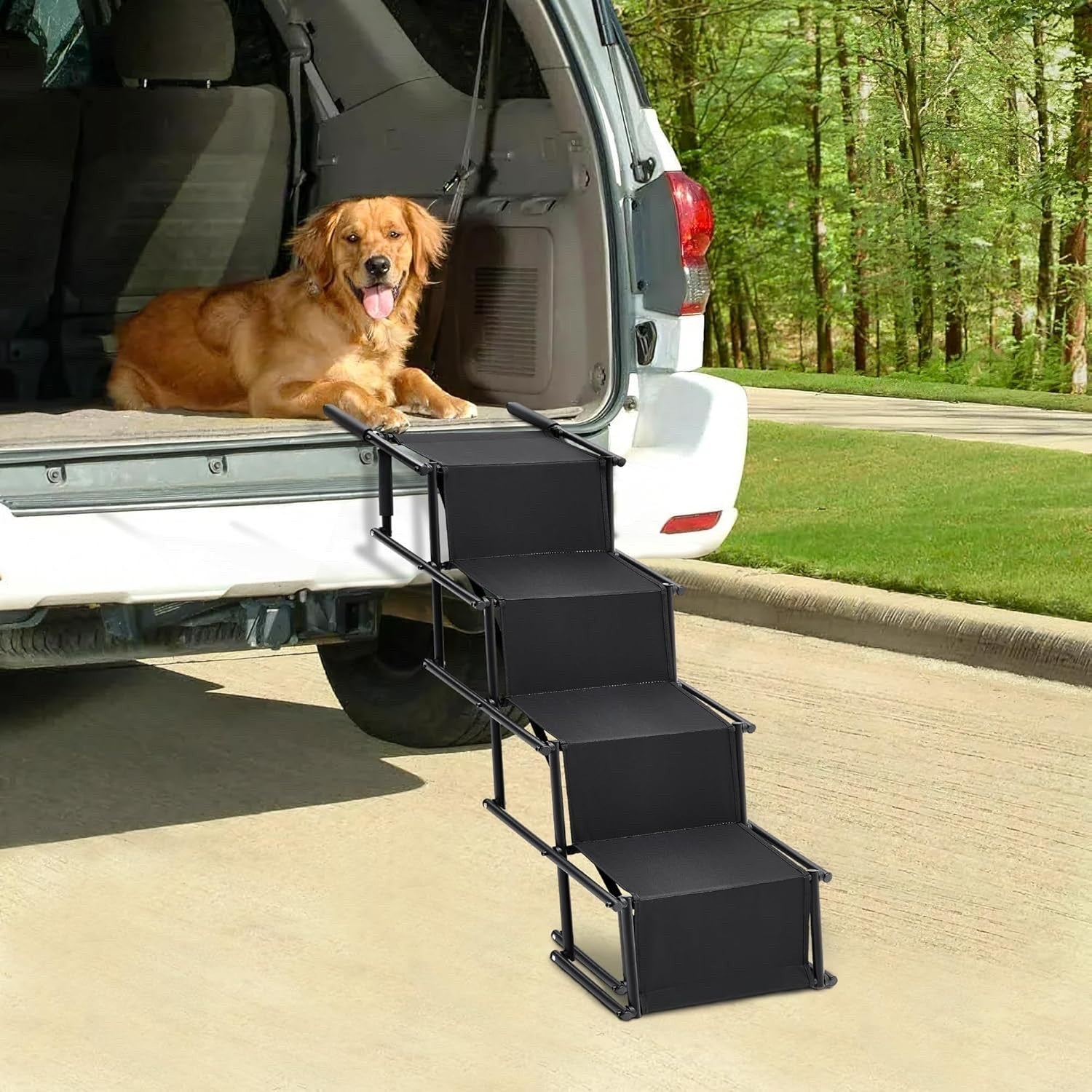 The Fellie Foldable Dog Ramp Adjustable Non-Slip Portable Pet Ramp for Car Bed