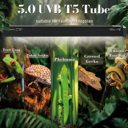 Reptile T5 UVB Light Fixture 39W 34.5in 5.0 Tube Terrarium Vivarium Hood Lamp