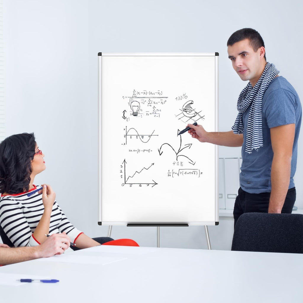 Magnetic Flipchart Easel Whiteboard 90x60cm Dry Wipe Board Stand Office