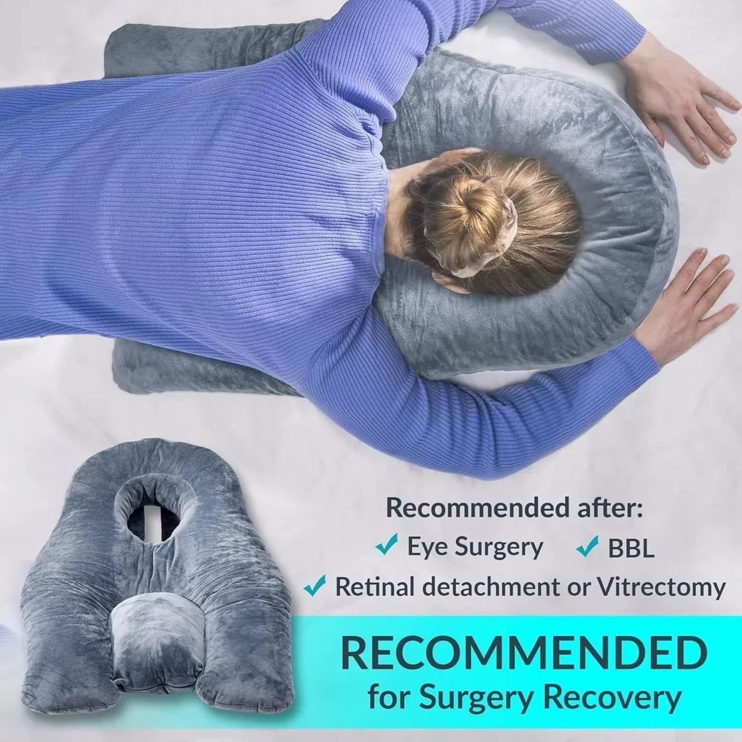 Vitrectomy Face Down Recovery Pillow Adjustable Stand with Chest Pad – Grey