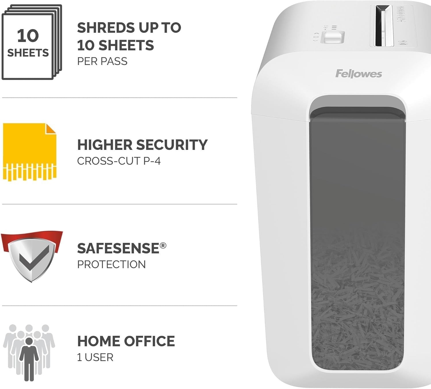 Fellowes Powershred LX65 Paper Shredder for Home Office White