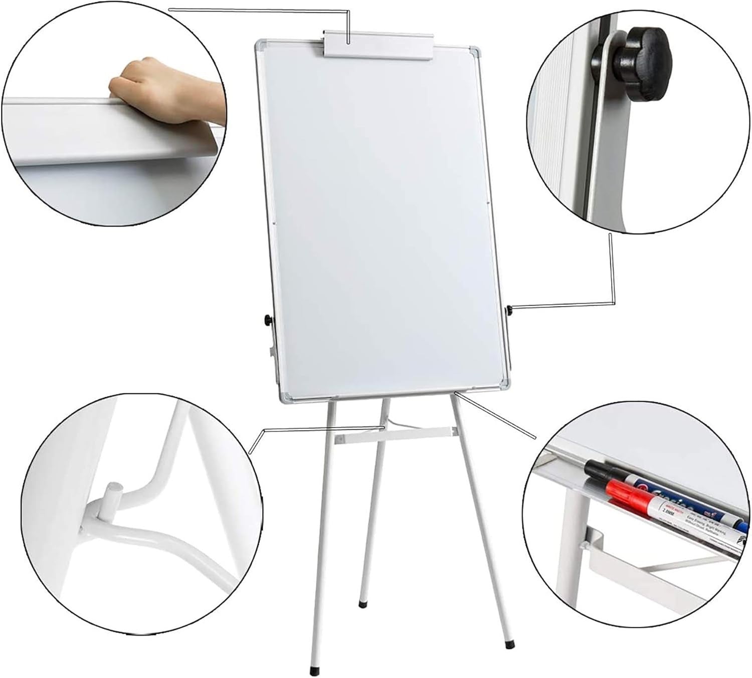 Magnetic Whiteboard 90x60cm Tripod Stand Portable Flipchart Easel