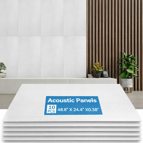 10 Pack White Acoustic Wall Panels 48.8x24.4 Self Adhesive Soundproof Foam Tiles