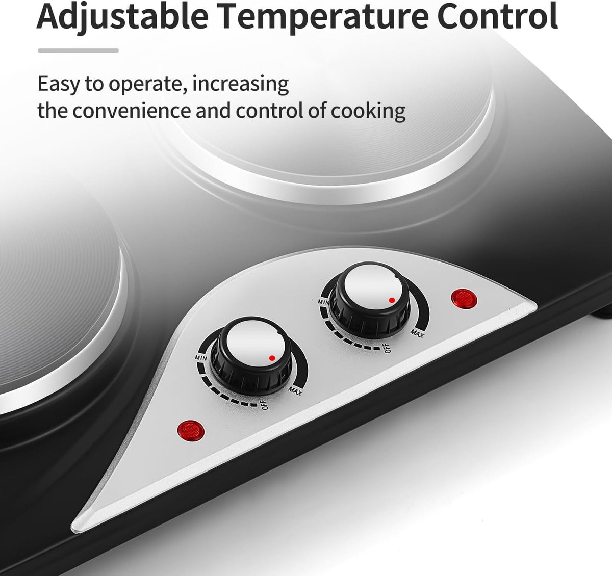 Electric Hot Plate Double Burner 2500W Portable Cast Iron Dual Temperature Black