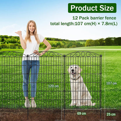Garden Fence Panels Metal Decorative 10 Pack 61cm High 3.25m Long No Dig Black